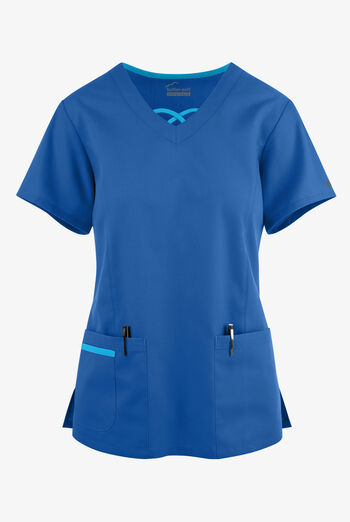 Butter-Soft Originals Women's 3-Pocket Crisscross Contrast V-Neck Scrub Top