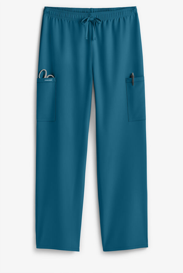 Cherokee Workwear Originals Ultra Unisex 3-Pocket Drawstring Straight Leg Scrub Pants - Caribbean Blue - 1