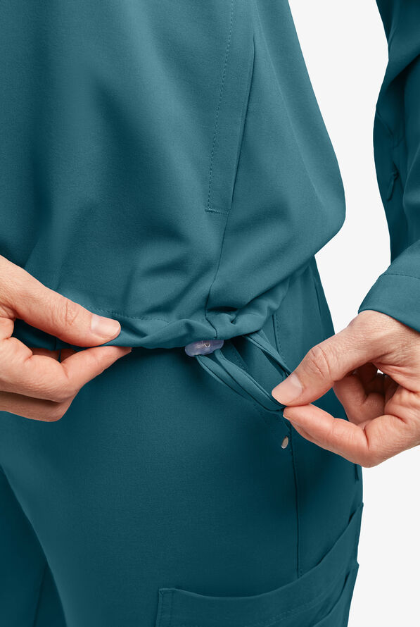 Easy STRETCH Billie Women’s 4-Pocket Pullover Scrub Hoodie - Caribbean Blue - 5