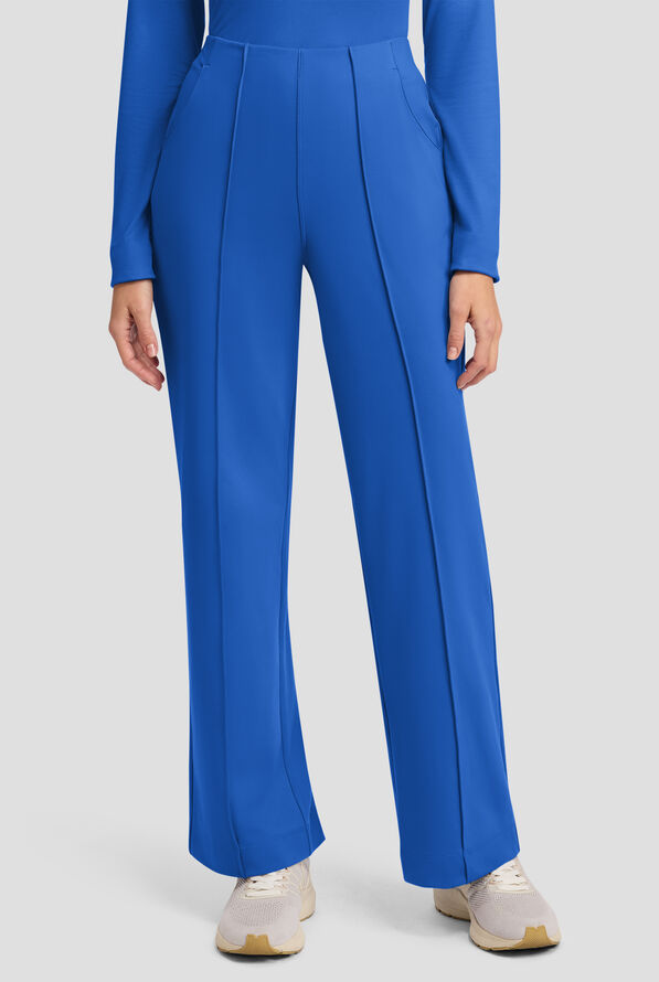 Cherokee Achieve Women's 3-Pocket STRETCH Wide Leg Pull-On Knit Scrub Pants - Petite - Royal - 1