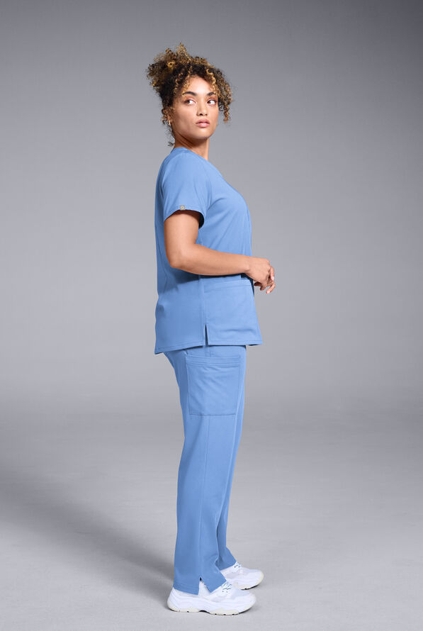 Hypothesis Women's Base 7-Pocket Straight Leg Cargo Scrub Pant - Tall - Ceil Blue - 4
