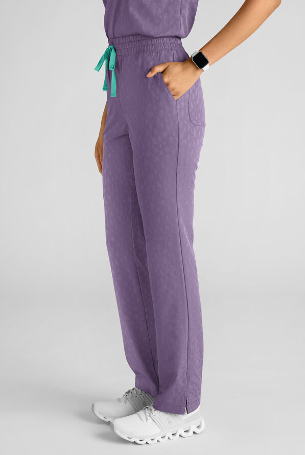 Easy STRETCH Naya Women's Jacquard 6-Pocket Straight Leg Scrub Pant - Purple Dusk - 5