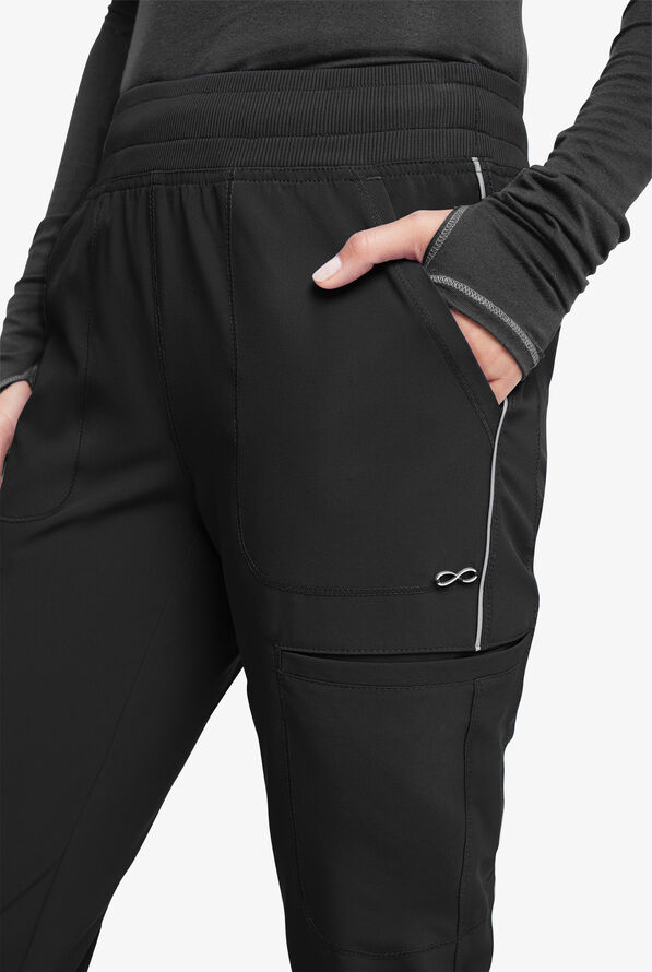 Infinity Women's 6-Pocket STRETCH Cargo Jogger Scrub Pants - Black - 2