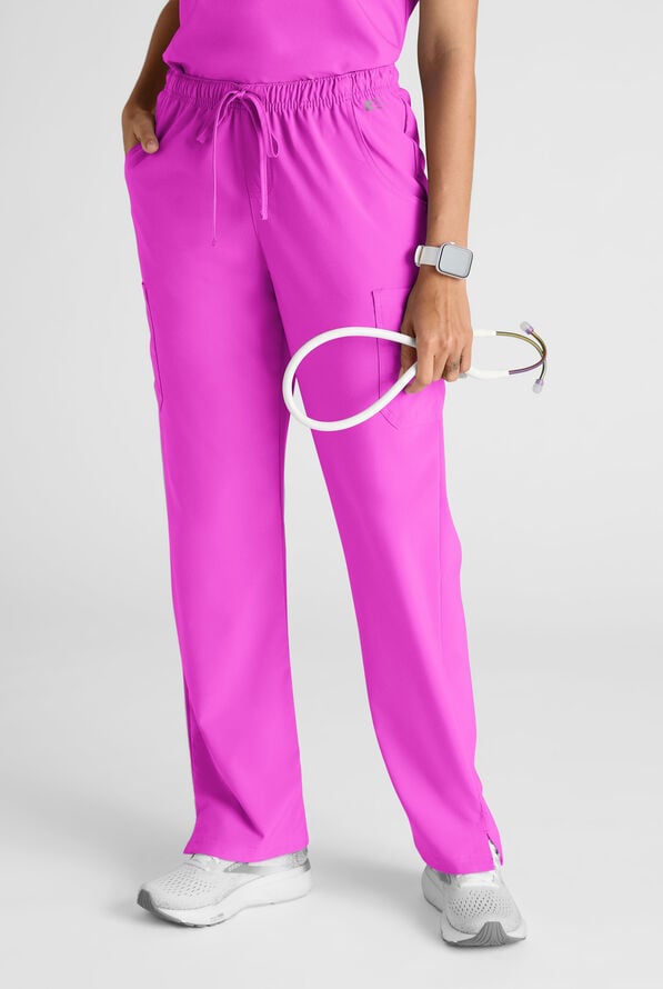 Easy STRETCH Eden Women's 4-Pocket Drawstring Scrub Pants - Electric Fuchsia - 1