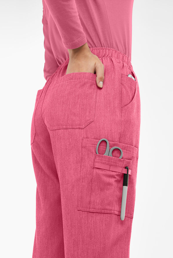 MOVEMENT by Butter-Soft Rigel Women's 9-Pocket Interior Drawstring STRETCH Scrub Pants - Bright Pink Heather - 2