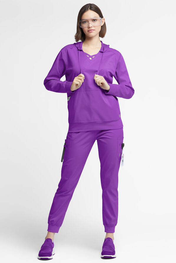 Sudadera m&eacute;dica UA Butter-soft STRETCH con capucha y 4 bolsillos para mujer - Wild Plum - 2