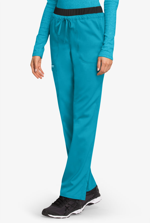 Cherokee Workwear Revolution Women's 5-Pocket STRETCH Drawstring Cargo Scrub Pants - Azure Blue/Black - 1