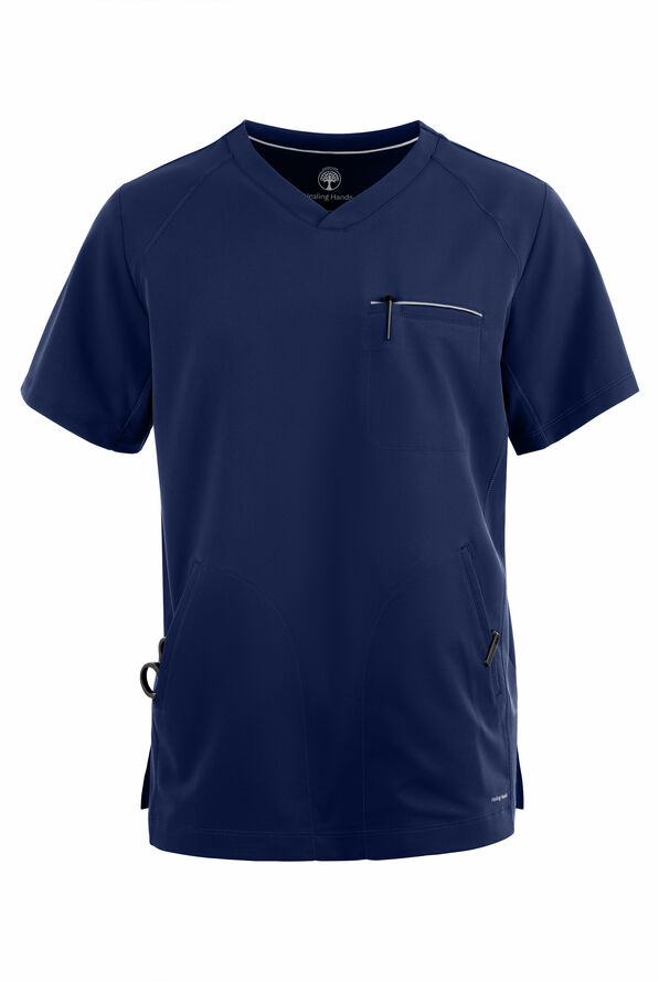 Healing Hands 360 Steven Men's 3-Pocket STRETCH  V-Neck Scrub Top - Navy - 1