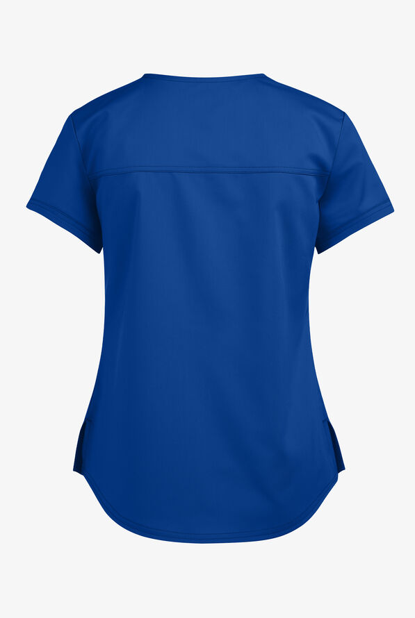 Cherokee Workwear Revolution Women's 1-Pocket STRETCH Tuck In V-Neck Scrub Top - Royal - 2