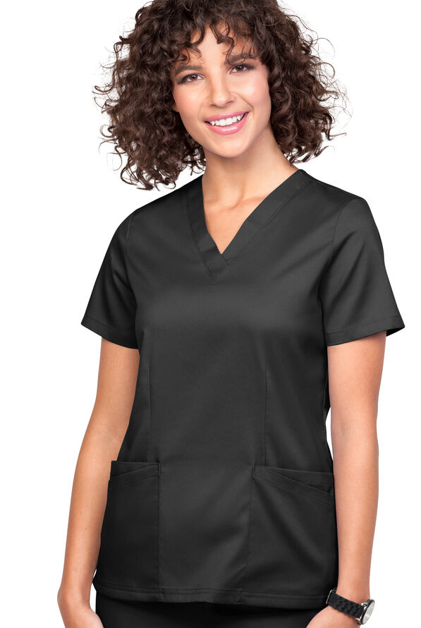 Strictly Scrubs Active Stretch Women's 10-Pocket Scrub Set - Black - 2