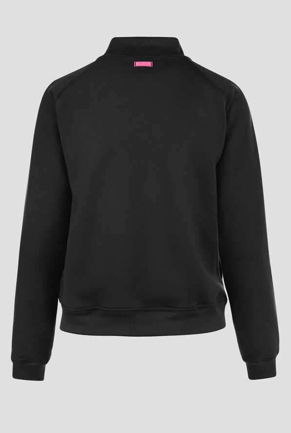 Med Couture Layers Women's 2-Pocket STRETCH Half Zip Scuba Knit Scrub Jacket - Black - 2