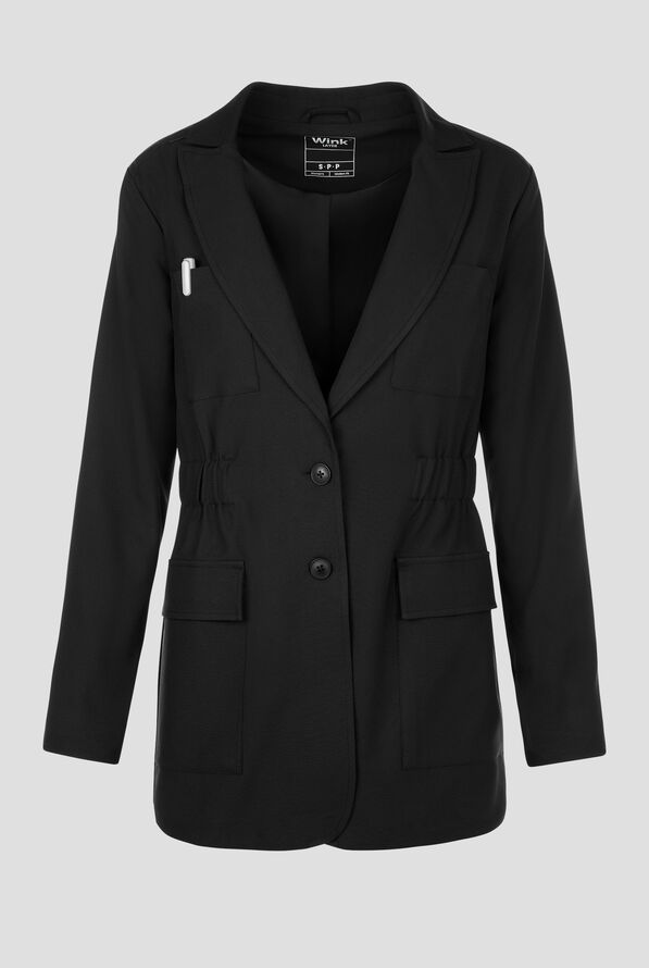 Wink Layers Women's 28 1/4"  4-Pocket Blazer Short Lab Coat - Black - 1