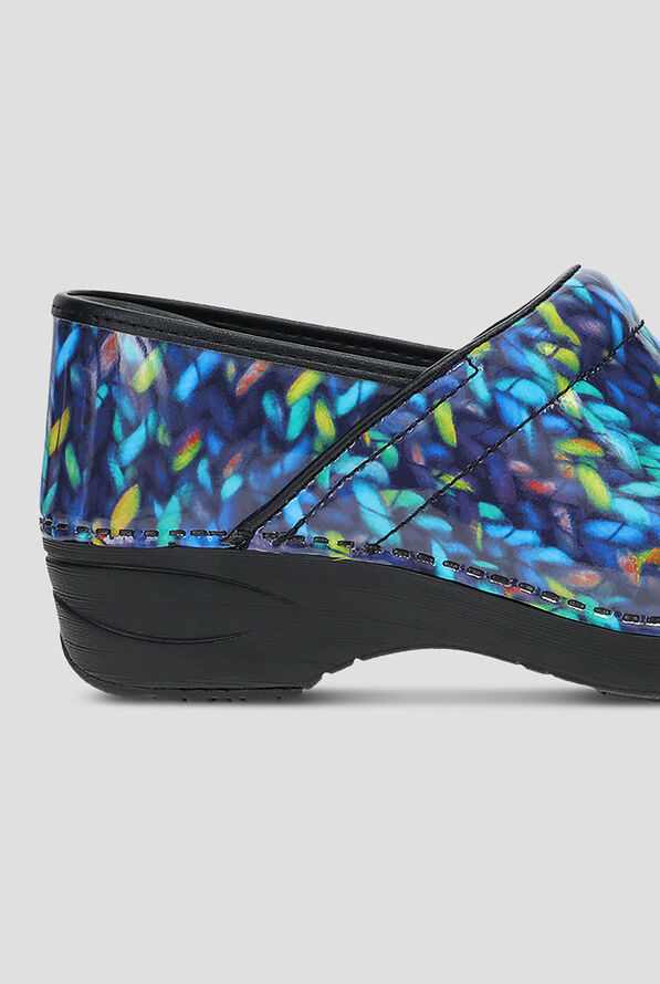 Dansko Women's XP 2.0 Slip Resistant Blue Knit Patent Leather Clogs - null - 4