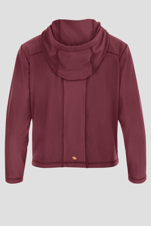 Chaqueta médica Infinity GNR8 Kinetic Knit STRETCH con capucha y 2 bolsillos para mujer - Plum Velvet - 2