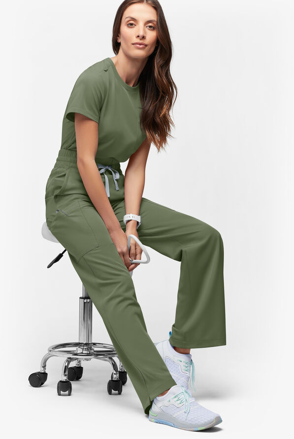 ReSurge Crystal Women's 7-Pocket High Waisted Wide Leg Pant - Tall - Light Olive - 5