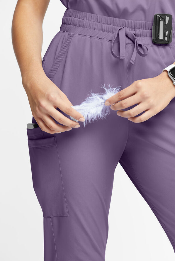 WhisperLite Calla Women's 6-Pocket Ruched Leg Cargo Scrub Pants - Purple Dusk - 4