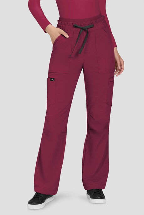 koi Solis Freda Women's 8-Pocket STRETCH Rib-Knit Double Waist Straight Leg Cargo Scrub Pant