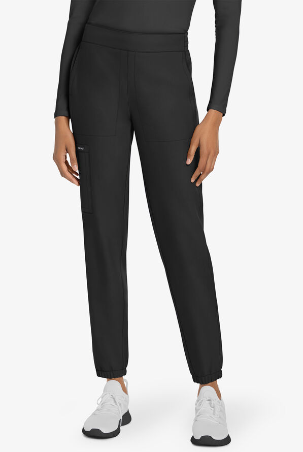 Cherokee Workwear Originals Ultra Women's 5-Pocket Drawstring Jogger Scrub Pants - Black - 1