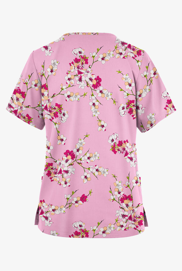 Blusa m&eacute;dica estampada Butter-Soft Originals Sweet Blossoms Blush con cuello en V y 2 bolsillos para mujer - null - 2
