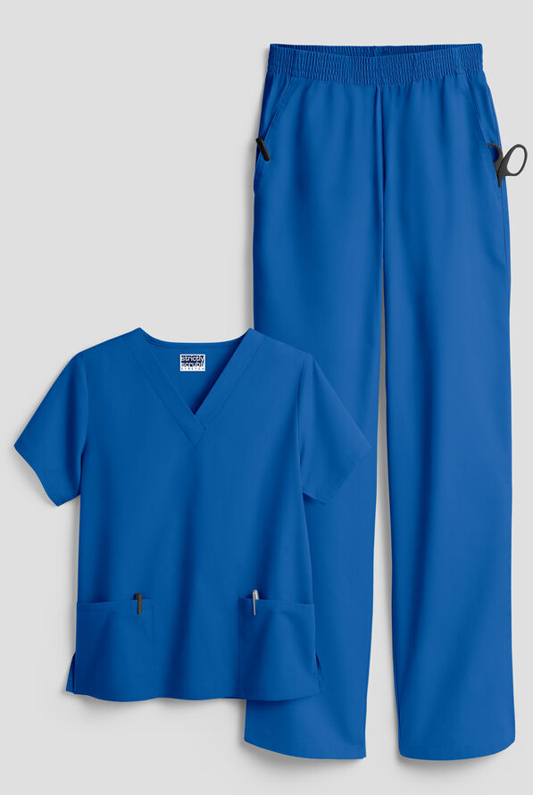 Strictly Scrubs Women's 4-Pocket Scrub Set - Royal - 1