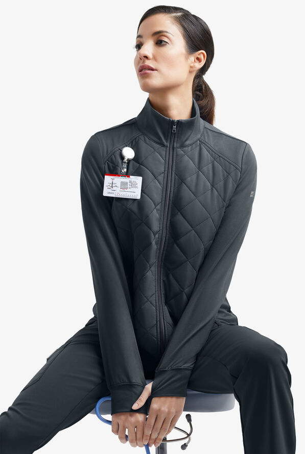 Chaqueta médica acolchada Easy STRETCH Keira con mangas largas y 2 bolsillos para mujer - Pewter - 1