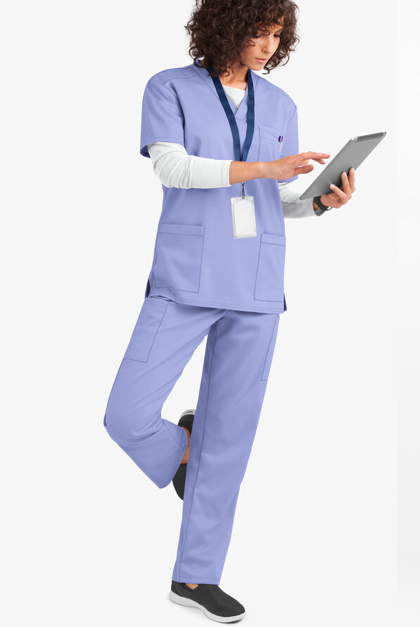 Pantalón médico unisex UA Flex2 STRETCH estilo cargo con 6 bolsillos - Ceil Blue - 2