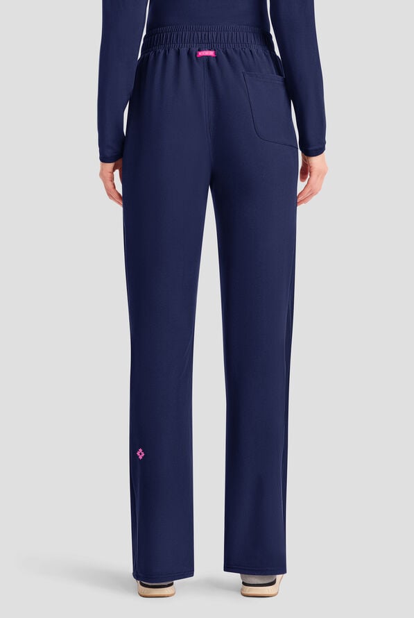 Med Couture Amp Women's 4-Pocket STRETCH Straight Leg Rib-Knit Cargo Scrub Pant - Navy - 4