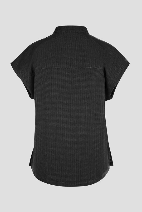 koi Solis Catrin Women's 2-Pocket STRETCH Dolman Sleeve Mandarin Collar Scrub Top - Black - 3