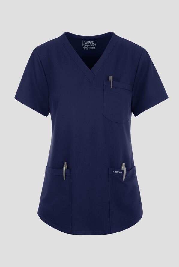 Cherokee Workwear Originals Ultra Women's 3-Pocket V-Neck Scrub Top - Navy - 1