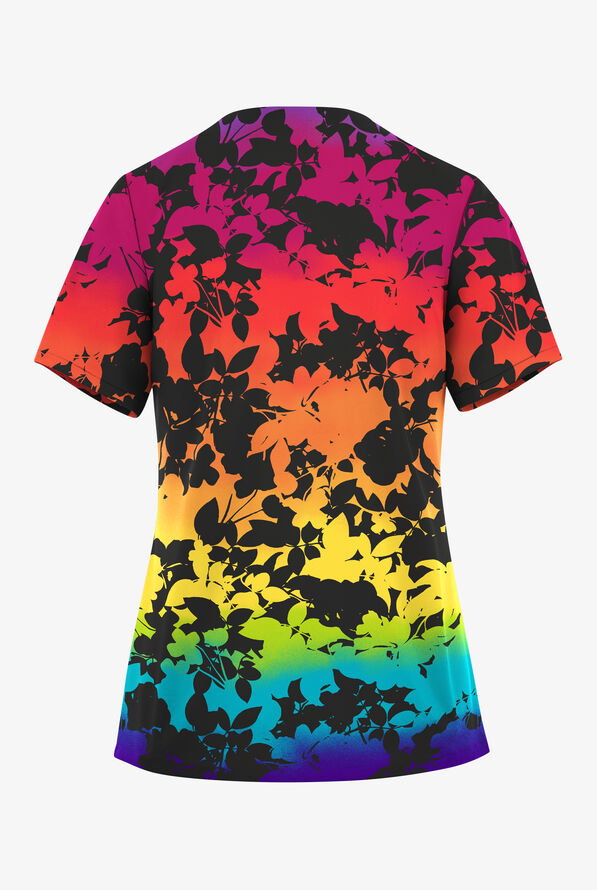 Easy STRETCH Prism Floral Women's 2-Pocket V-Neck Print Scrub Top - null - 2