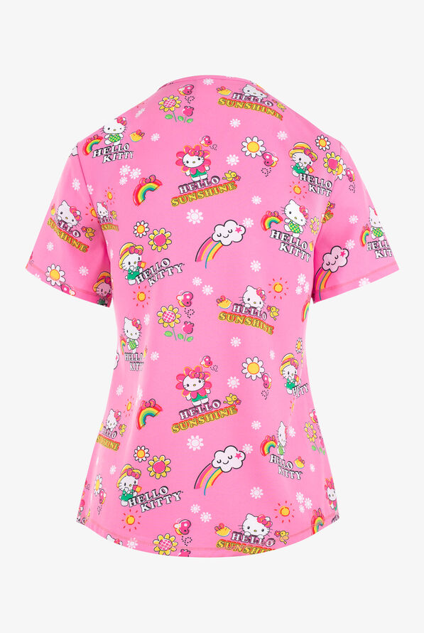 Tooniforms Hello Kitty Sunshine Women's 2-Pocket STRETCH V-Neck Print Top - null - 2