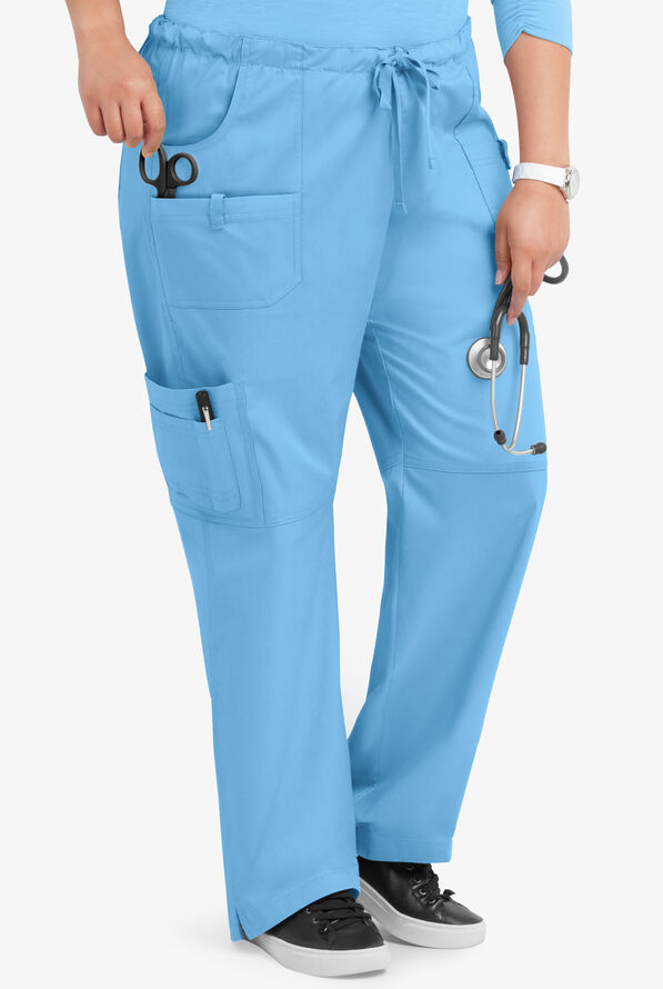 Pantal&oacute;n m&eacute;dico Butter-Soft STRETCH con cord&oacute;n y 10 bolsillos para mujer - Blue Oasis - 4