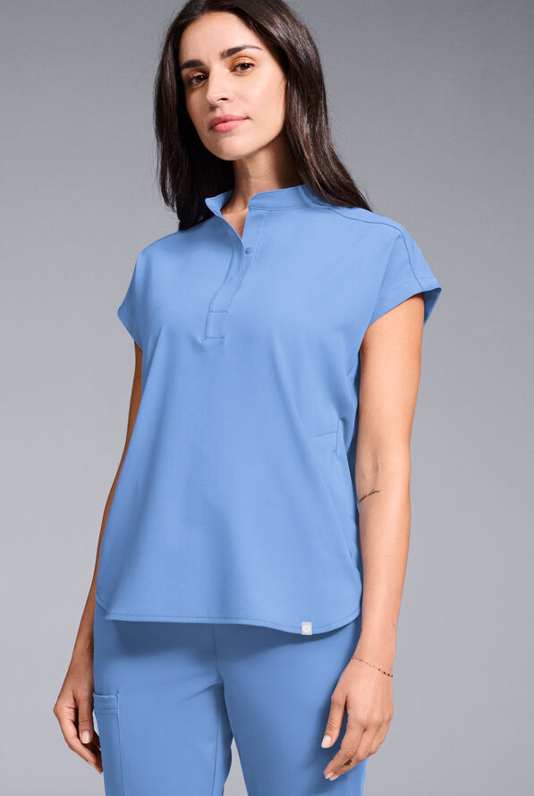 Hypothesis Women's Meta Oversized Dolman Sleeve Scrub Top - Ceil Blue - 1