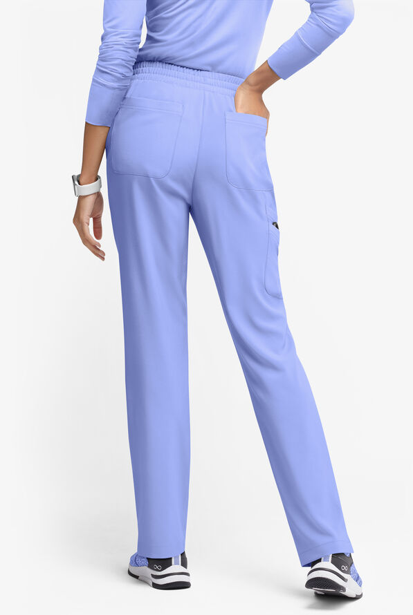 Easy STRETCH Naya Women’s Natural Waist 6-Pocket Straight Leg Scrub Pants - Petite - Ceil/Flirt - 5