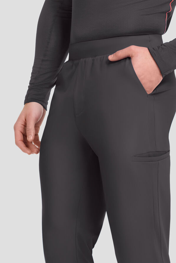 Infinity Pursuit Men's 5-Pocket STRETCH Internal Drawstring Cargo Jogger Scrub Pants - Pewter - 5