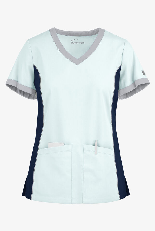 ButterSoft Scrubs Color Block VNeck Scrub Top, Fashion Scrubs
