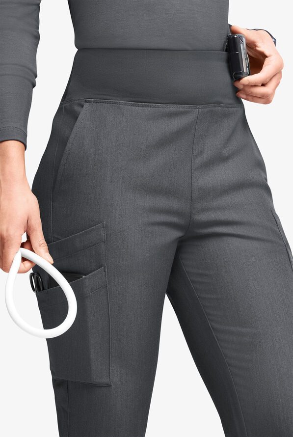 Movement by Butter-Soft Carina Women’s 7-Pocket Skinny Yoga Inspired  Scrub Pant - Petite - Charcoal Heather - 2