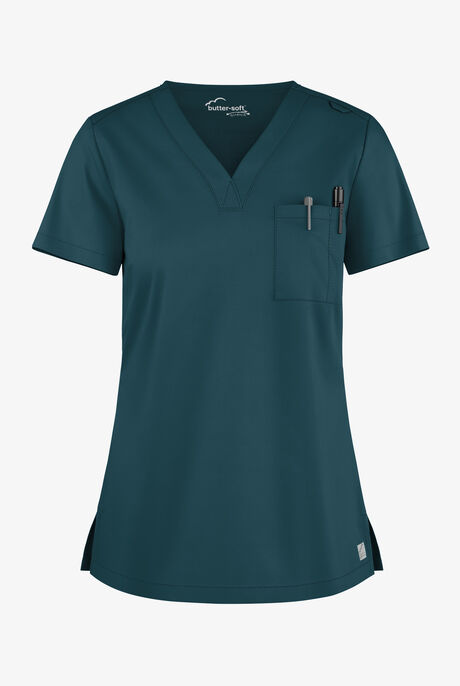 Butter-Soft STRETCH Women's 2-Pocket V-Neck Tuck-In Scrub Top
