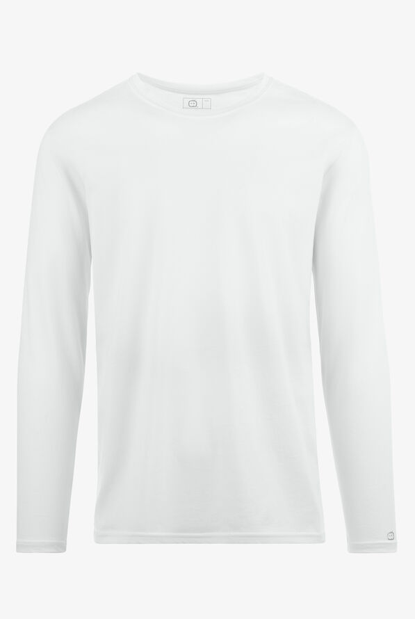 WonderWink Layers Men's Pre-Shrunk All Cotton Long Sleeve Knit Underscrub - White - 1