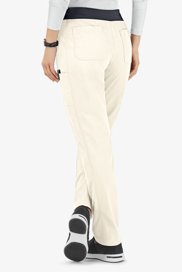 Butter-Soft Core Women's 5-Pocket Yoga Inspired Scrub Pants - Petite - Pearl/Pewter - 3