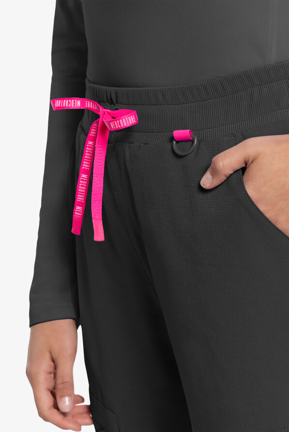 Med Couture Amp Women's 4-Pocket STRETCH Drawstring Scrub Pant - Black - 3