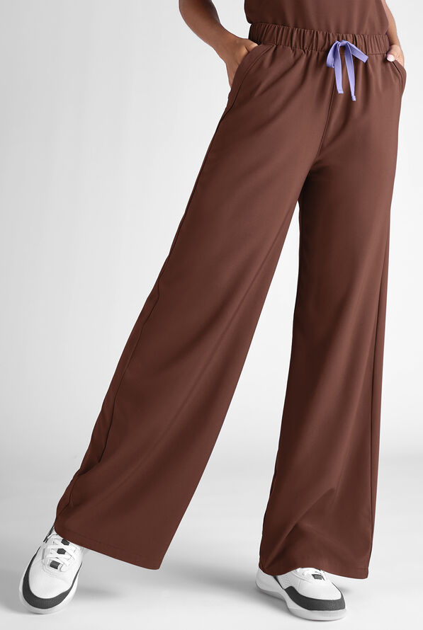 Easy STRETCH Hunter Women's 6-Pocket Relaxed Fit Wide Leg Scrub Pant - Double Espresso - 1