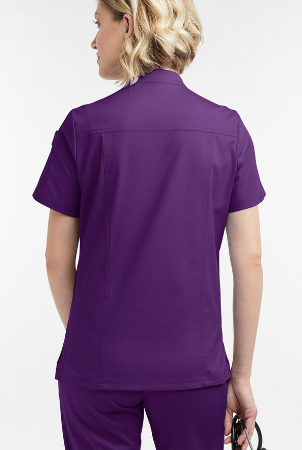 Blusa m&eacute;dica UA Butter-Soft STRETCH con cremallera y 6 bolsillos para mujer - Eggplant - 4