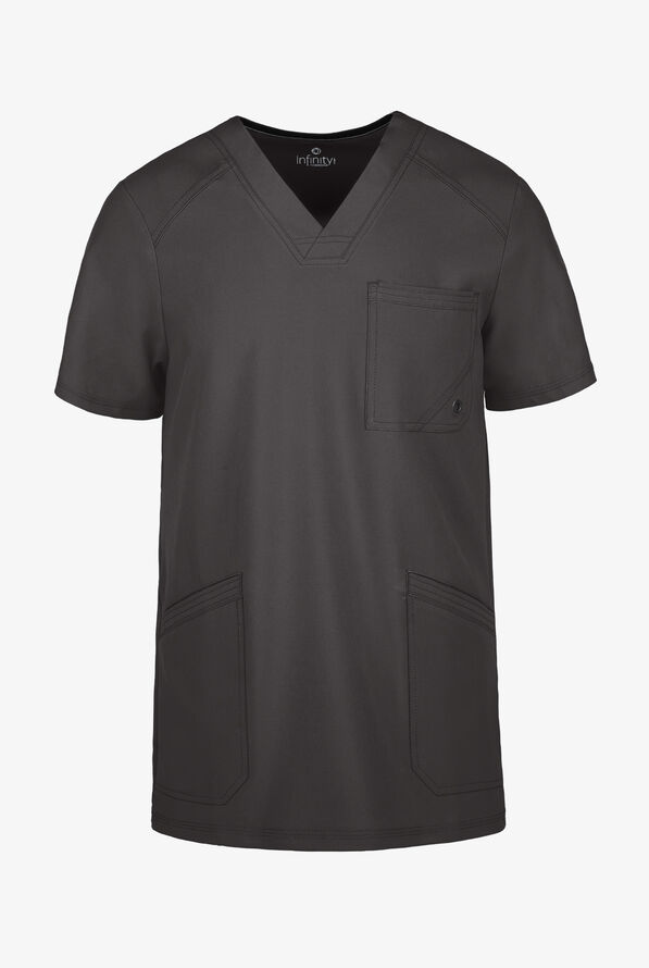 Camisa m&eacute;dica Cherokee Infinity con 2 bolsillos y paneles laterales de tejido para hombre  - Pewter - 1