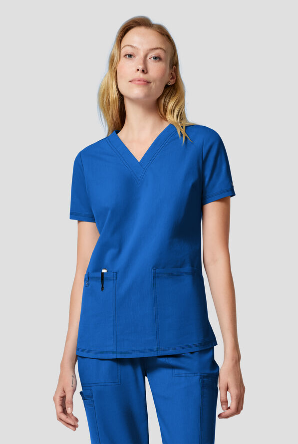 Dickies Forge Women's 2-Pocket V-Neck Scrub Top - Royal - 3