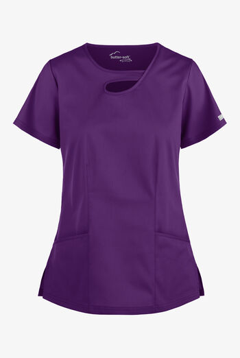 Butter-Soft STRETCH Women's 2-Pocket Asymmetric Keyhole Scrub Top