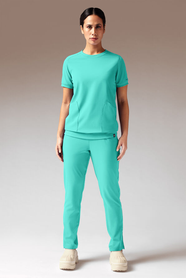 Blusa médica Hypothesis Kentica con cuello redondo y 4 bolsillos para mujer - H2O - 2