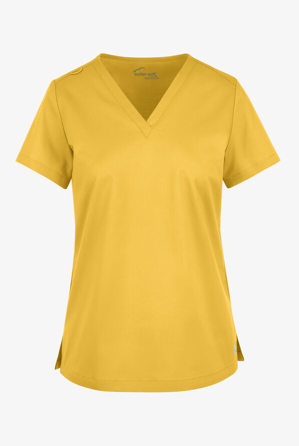 Butter-Soft STRETCH Women's V-Neck Tuck In Top - Warm Sun - 1