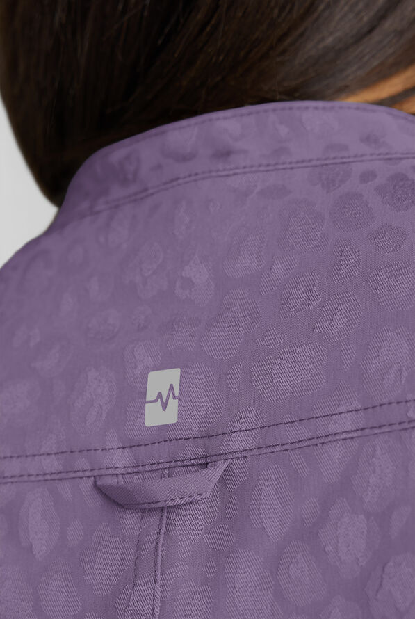 Blusa médica Easy STRETCH Bella estilo Henley de tela Jacquard con 1 bolsillo para mujer - Purple Dusk - 4