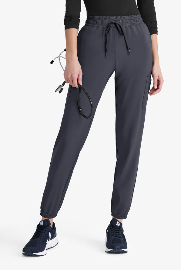Grey's Anatomy by Barco Evolve STRETCH Terra Women's 6-Pocket Cargo Jogger Scrub Pants - Steel Gray - 1